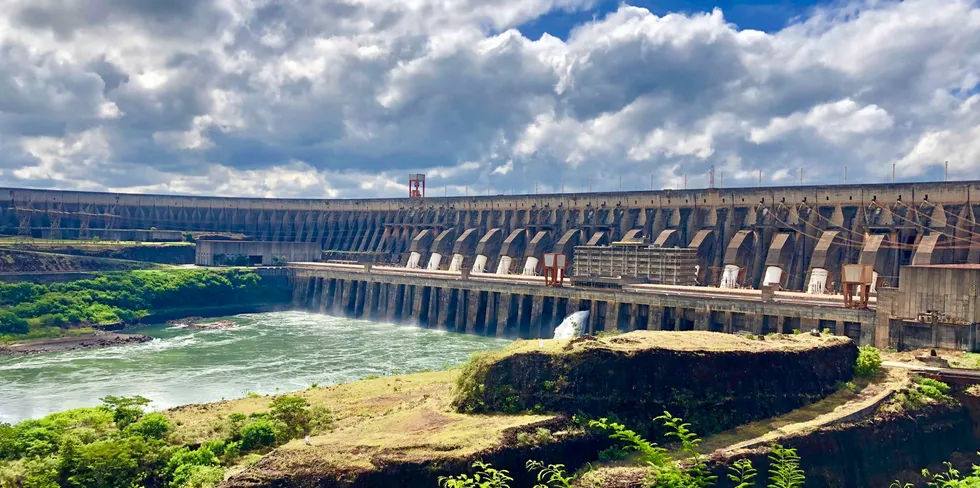 Itaipú hydroelectric power station in Foz do Iguaçu, Paraná, Brazil.