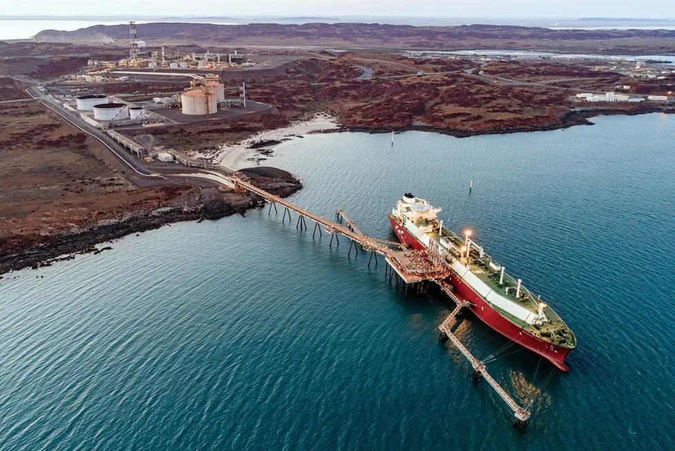 Berthed: Woodside's Pluto LNG facility in Western Australia