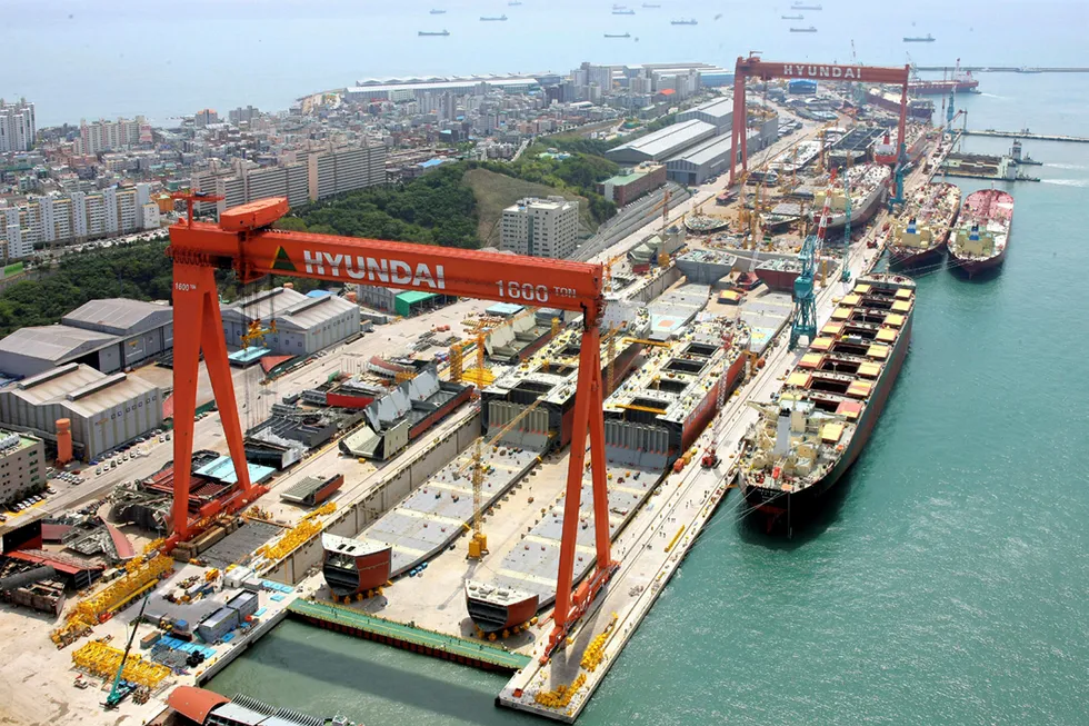 Hoping to merge: a Hyundai Heavy Industries' Ulsan yard