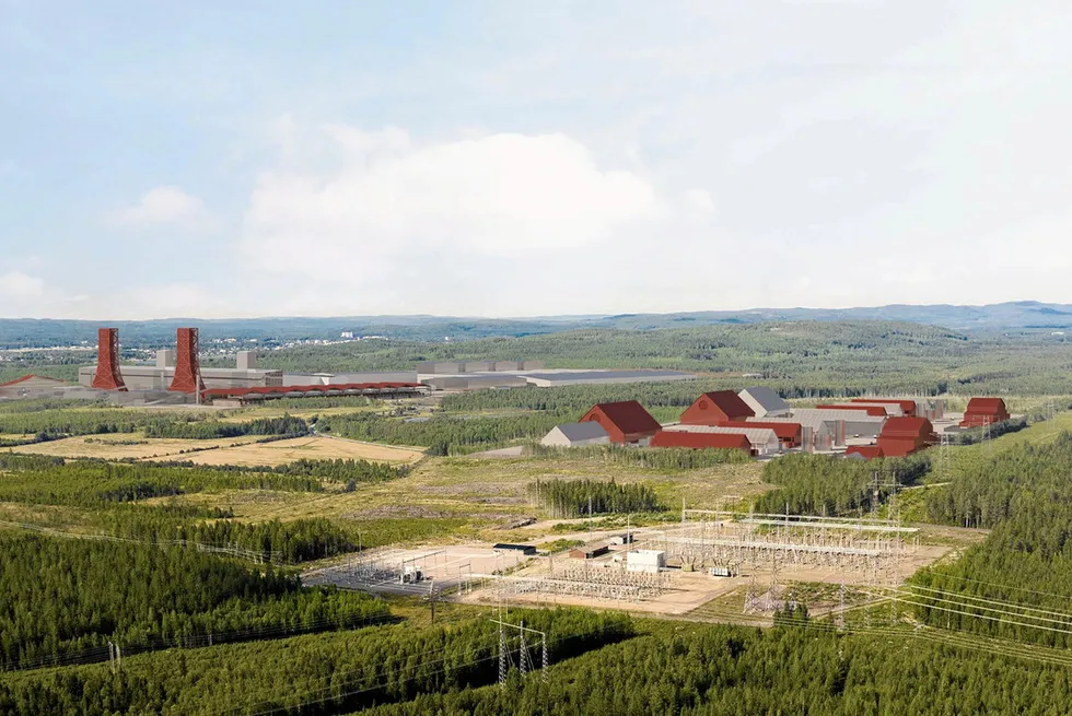 A rendering of the planned green steel plant in Boden, northeast Sweden.
