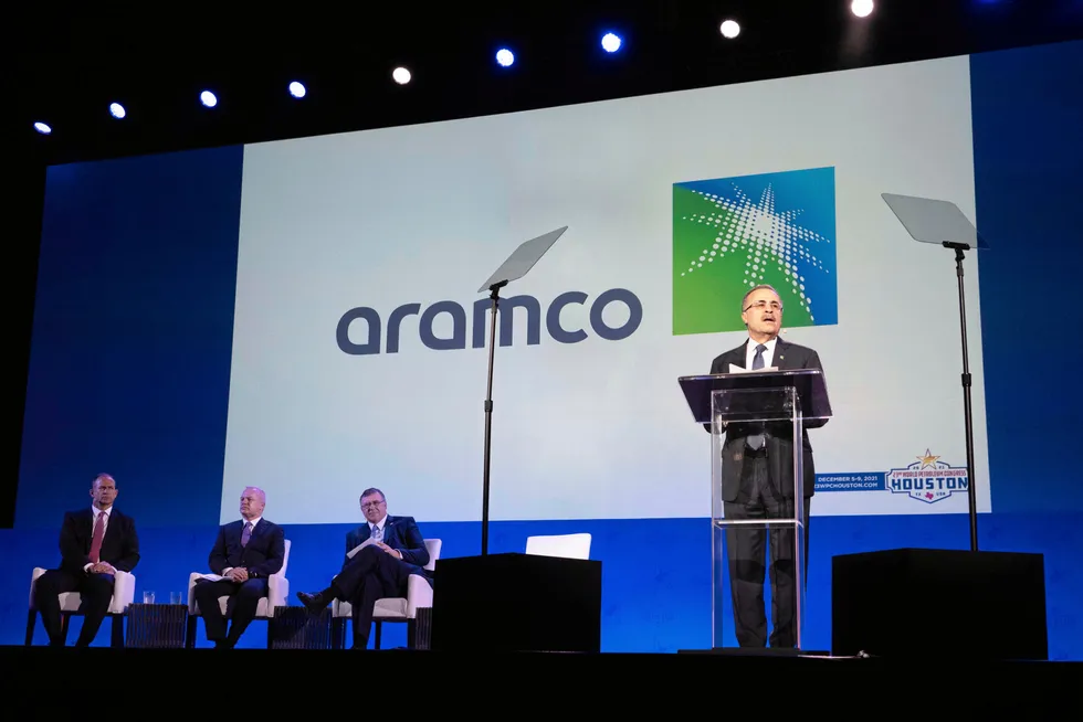 Perspectives: Saudi Aramco chief executive Amin Nasser addresses the 23rd WPC, with TotalEnergies chief executive Patrick Pouyanne, Equinor chief executive Anders Opedal and BP Americas chief David Lawler listening
