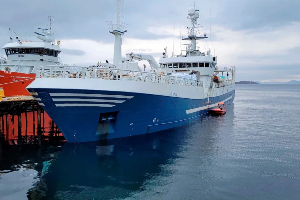 Harald Tarangers 63,5 meter lange «Haraldson» fra Torangsvåg har deltatt på snøkrabben tidligere. Taranger har troen på at båten får delta også i år.