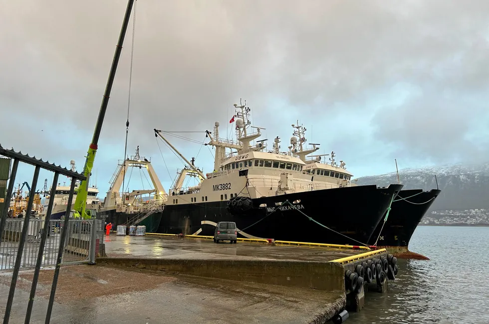 Russiske trålere i Tromsø november 2022.