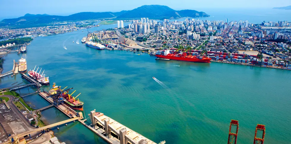 Port in the city of Santos. Brazil is one of the nations likely to host new infrastructure for offshore wind.