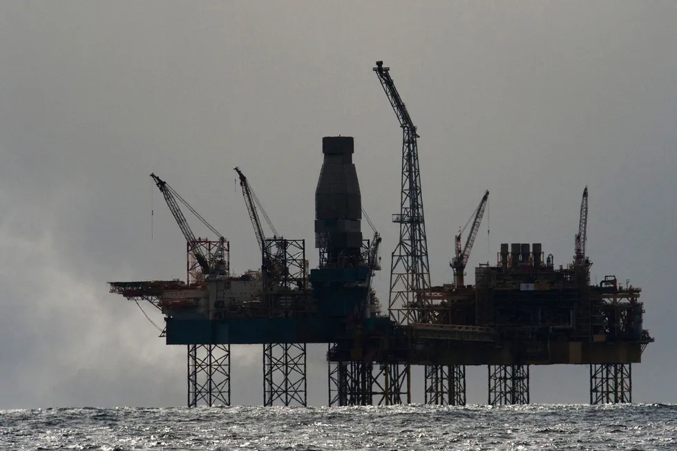 En av den franske oljegiganten Totals rigger i Nordsjøen, utenfor Aberdeen i Scotland i 2021.