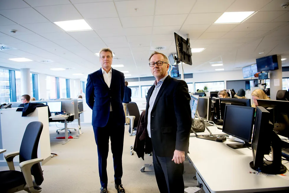 John Arne Markussen (til høyre) i Dagbladet og Dag Sørsdahl i Aller Media har tatt til orde for at de statlige overføringene til NRK fryses i to til fire år. Foto: Mikaela Berg