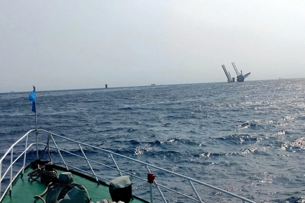Capsized: the Shengping 001 offshore wind installation vessel offshore Guangdong as rescue efforts continue