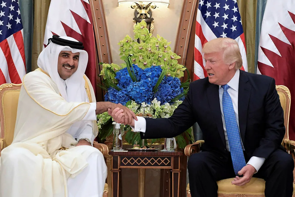 Calm before the storm: US President Donald Trump meets with Qatar's Emir Sheikh Tamim Bin Hamad Al-Thani in Riyadh last month