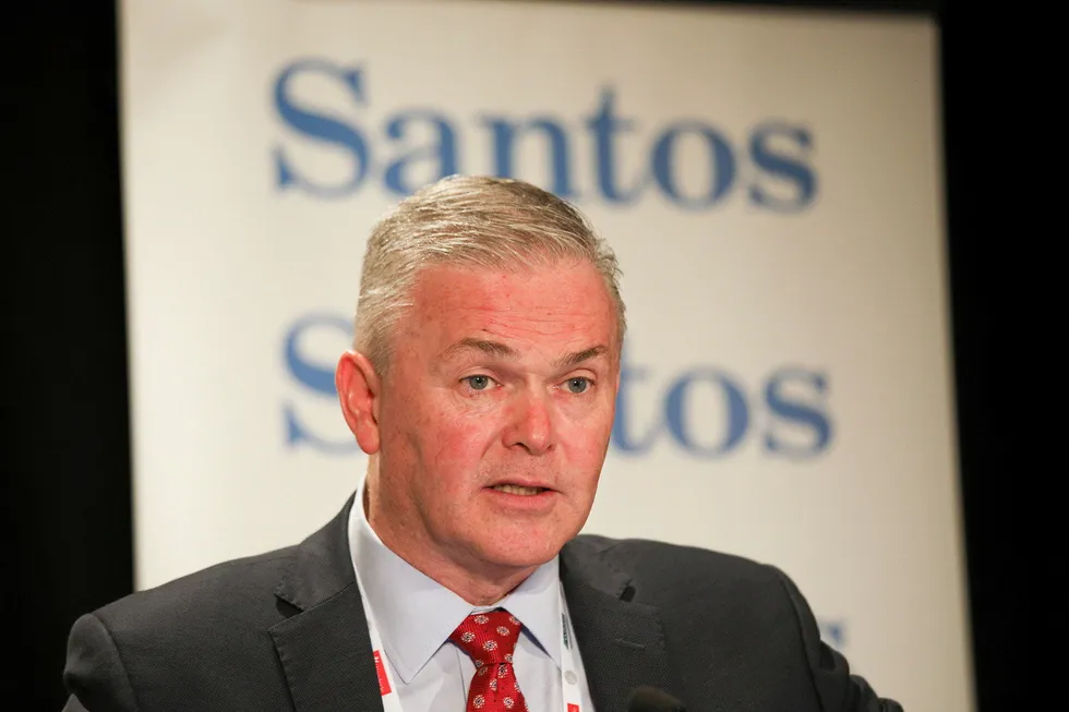 Staying on: Santos chief executive Kevin Gallagher could be out of the running for the Woodside chief executive role