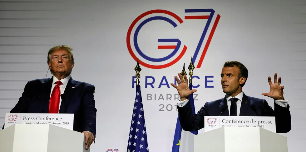 US President Donald Trump and French President Emmanuel Macron at the G7 summit in Biarritz