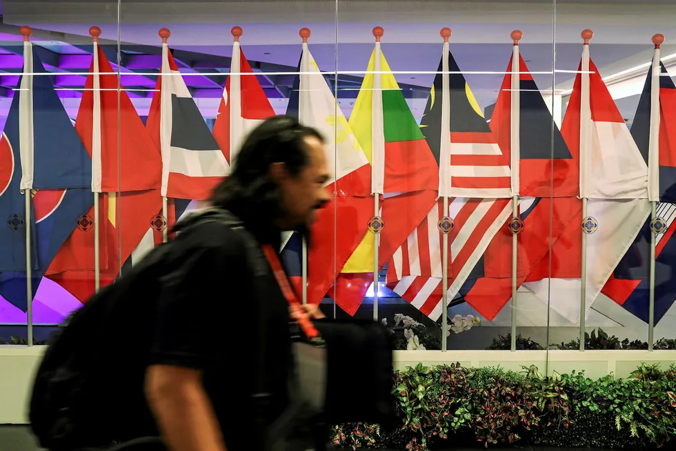 All together: Asean member country flags at a recent summit in Singapore