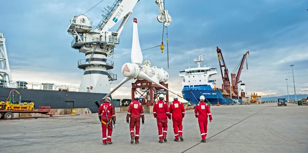 Load-out of a Simec Atlantis AR1500 tidal turbine for the MeyGen project off Scotland