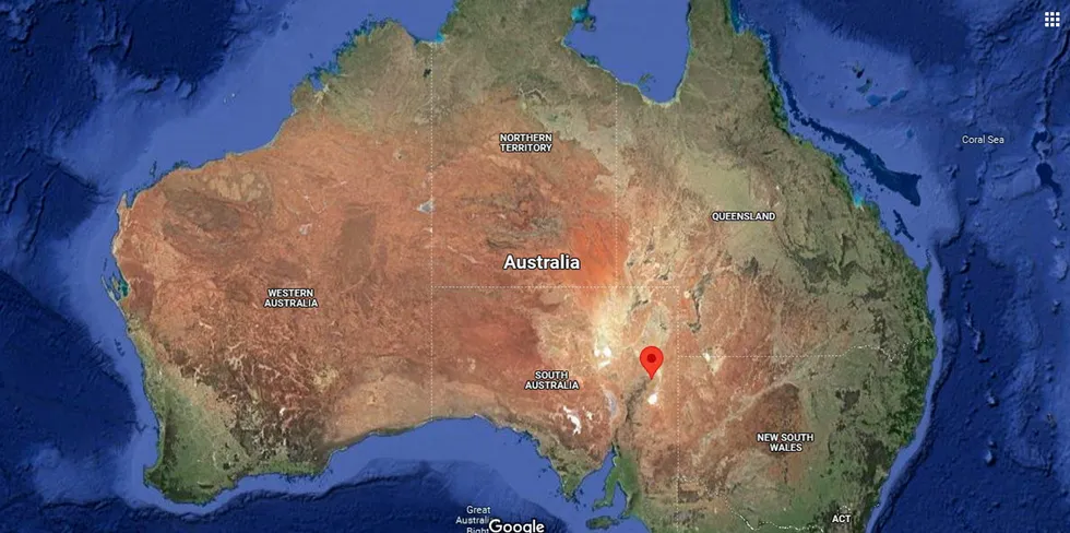 Location of the Moolatanawa Renewable Hydrogen Project, in the arid outback of South Australia.