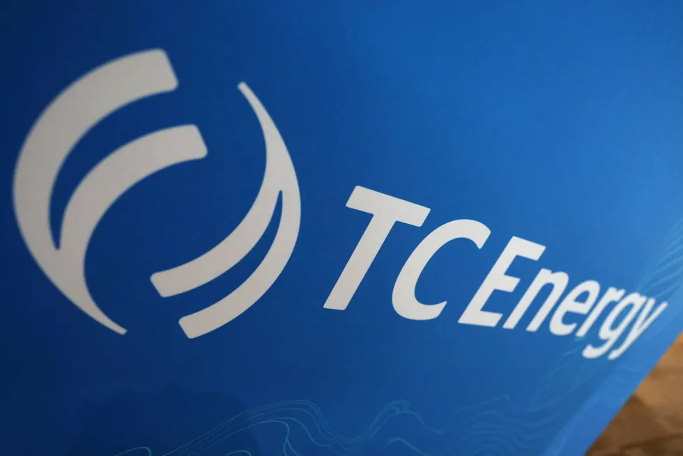 Cash deal: The logo of energy transport firm TC Energy displayed during the LNG 2023 event in Vancouver, Canada this month.