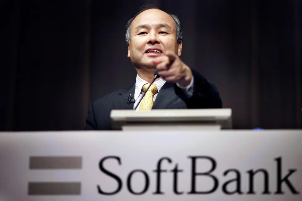 Softbank-grunnlegger og sjef Masayoshi «Masa» Son under en pressekonferanse i Tokyo.