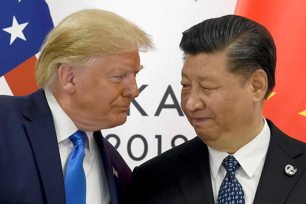 Face off: escalating tension between the US, led by President Donald Trump (left), and China, led by President Xi Jinping, is weighing on oil prices