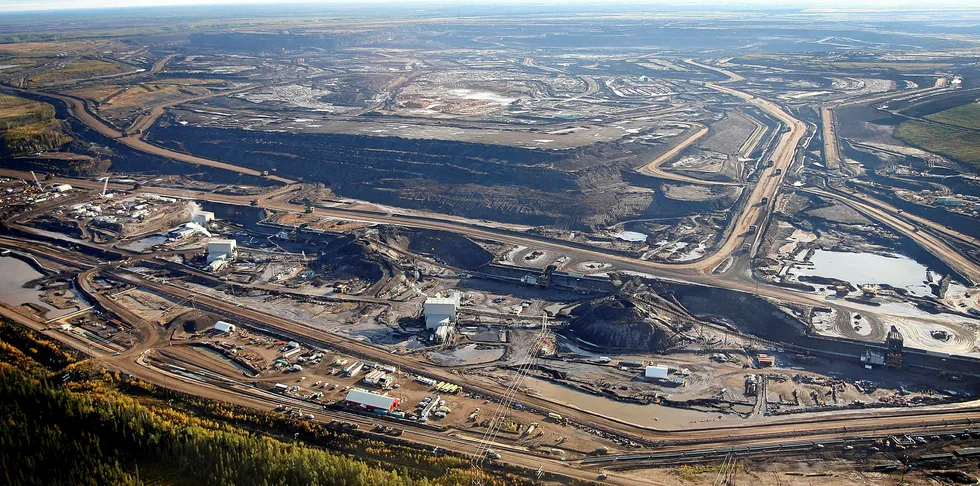 Aerial file photo of tar sands production facility near Fort McMurray, Alberta, Canada