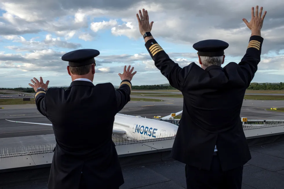 Det nye flyselskapet Norse Atlantic Airways har tatt over mange av Dreamliner-flyene til Norwegian, og satt noen av dem i trafikk mellom Europa og USA fra denne sommeren. Her fra første avgang på Oslo lufthavn 14. juni.