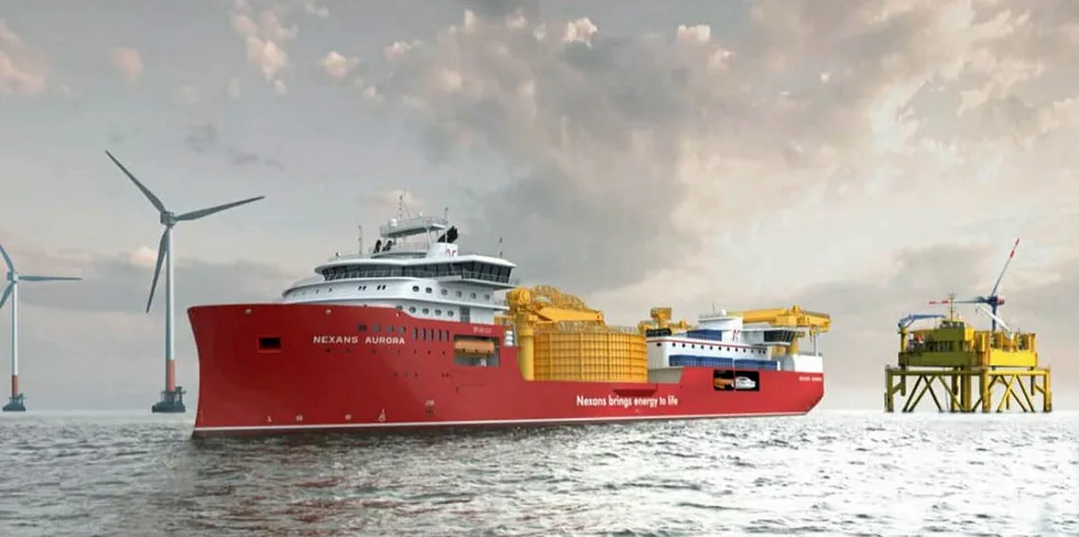 CGI of the in-construction Nexans Aurora cable-lay vessel, which will be sailed out in service for the Eversource-Orsted frame agreement
