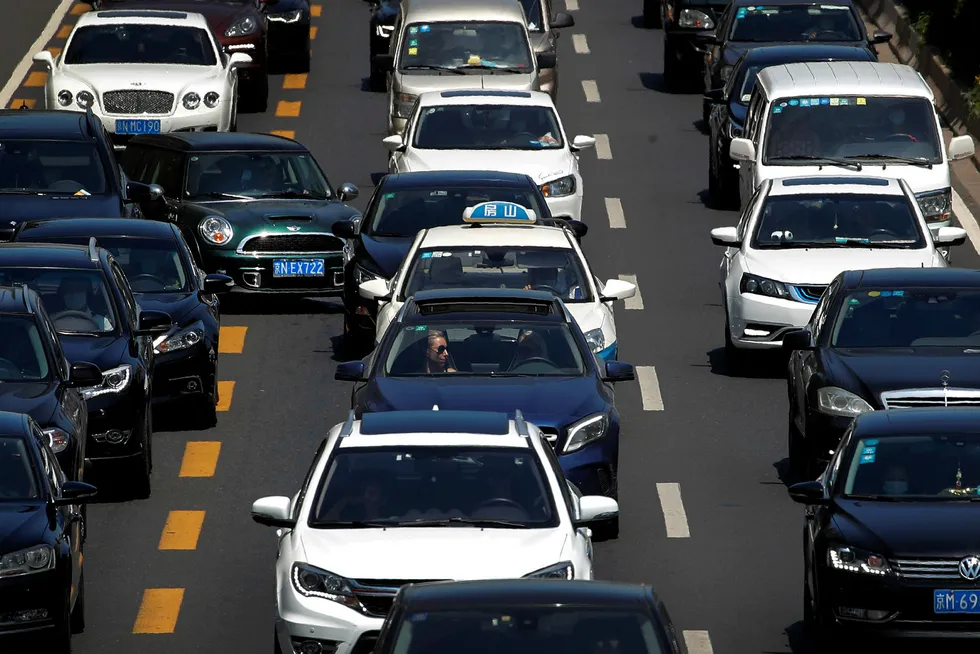 Demand driven up: a pile-up of traffic in Beijing, China this week