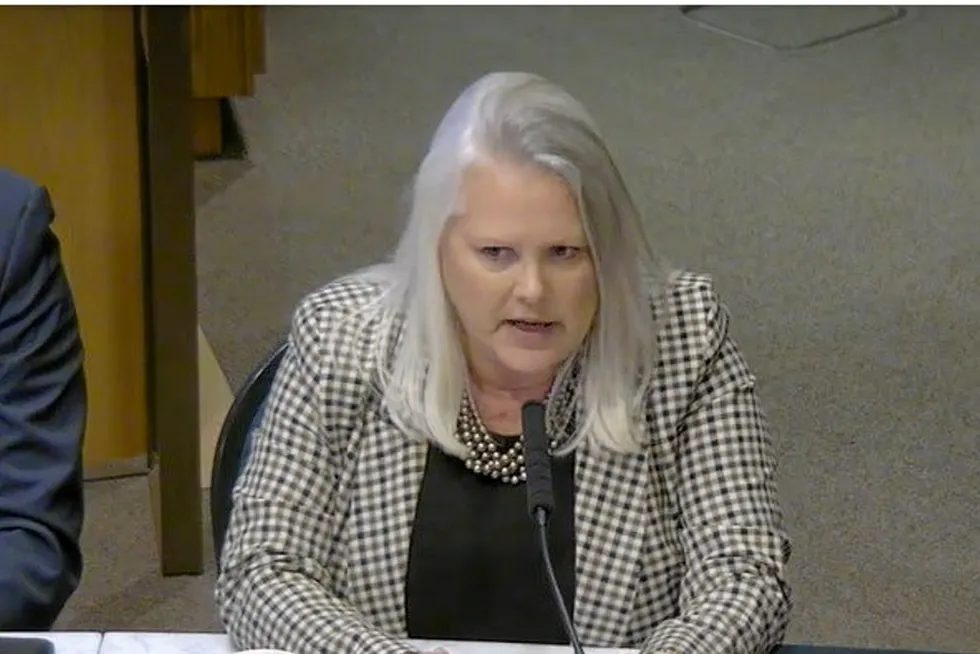 Nordic Aquafarms Interim CEO Brenda Chandler speaking Sept. 28 to the Humboldt County’s Board of Supervisors concerning Nordic's proposed land-based salmon farm.