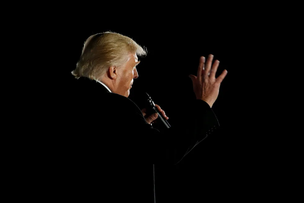 USAs påtroppende president Donald J. Trump holder en tale under «Make America Great Again»-konserten i Washington 19. januar. Foto: JONATHAN ERNST/Reuters/NTB Scanpix
