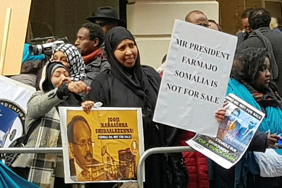 Protestors: at Somalia roadshow in London