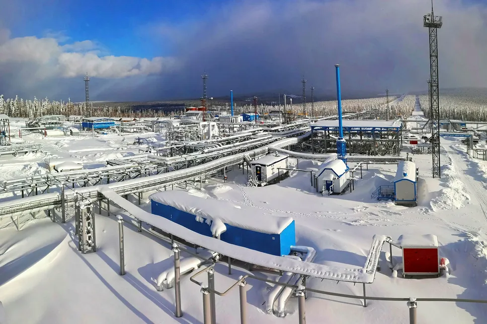 Optimism: gas processing facilities at the Kovykta field in East Siberia in Russia that is operated by Gazprom