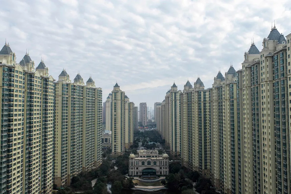 China Evergrande hadde eiendomsprosjekter i nesten alle kinesiske byer. Her fra et stort prosjekt i Huaian i Jiangsu-provinsen.