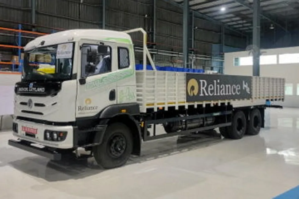 The hydrogen ICE truck under development by Reliance Industries and Ashok Leyland
