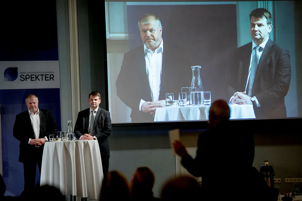 Tor Mikkel Wara (til høyre) vil ifølge Dagbladet bli ny justisminister. Her sammen med First House-kollega Bjarne Håkon Hanssen. Foto: Mikaela Berg