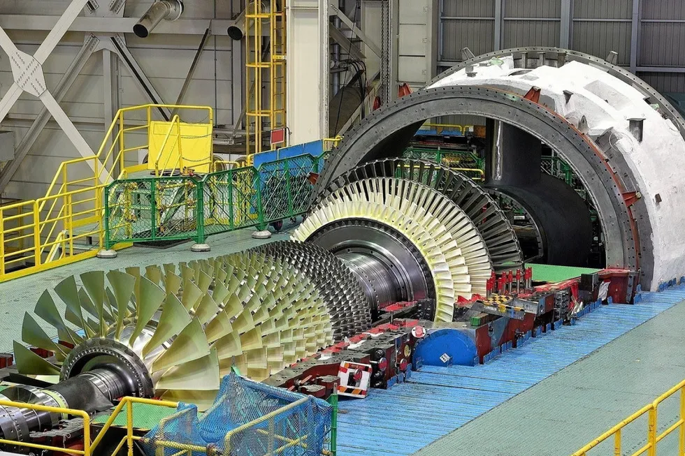 A M501JAC gas turbine, the technology used in the ACES Delta hydrogen production, storage and power project currently under construction in the US.