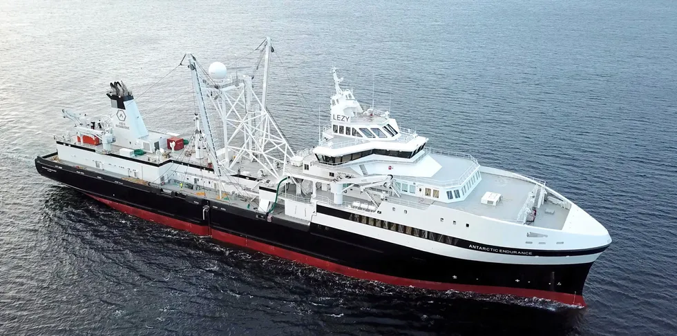 . Aker Biomarine's krill fishing vessel Antarctic Endurance.