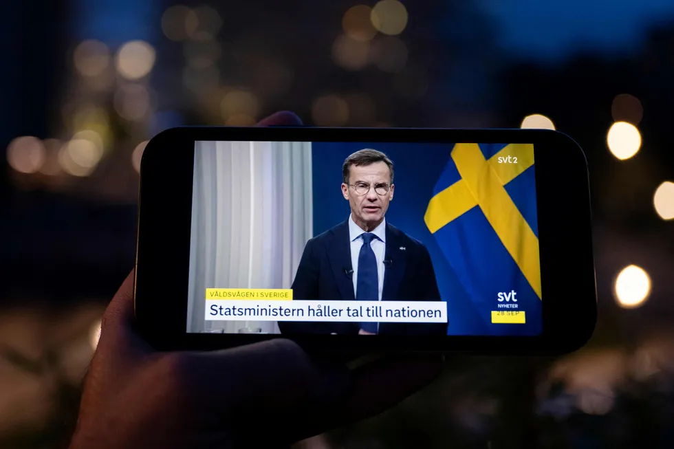 Statsminister Ulf Kristersson talte torsdag til nasjonen om voldsbølgen i Sverige.