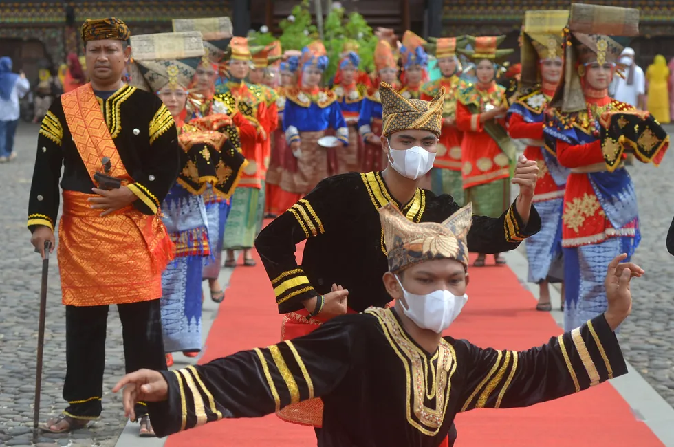 Time to celebrate: the Galombang dance is performed during the Minangkabau festival on the Indonesian island of Sumatra