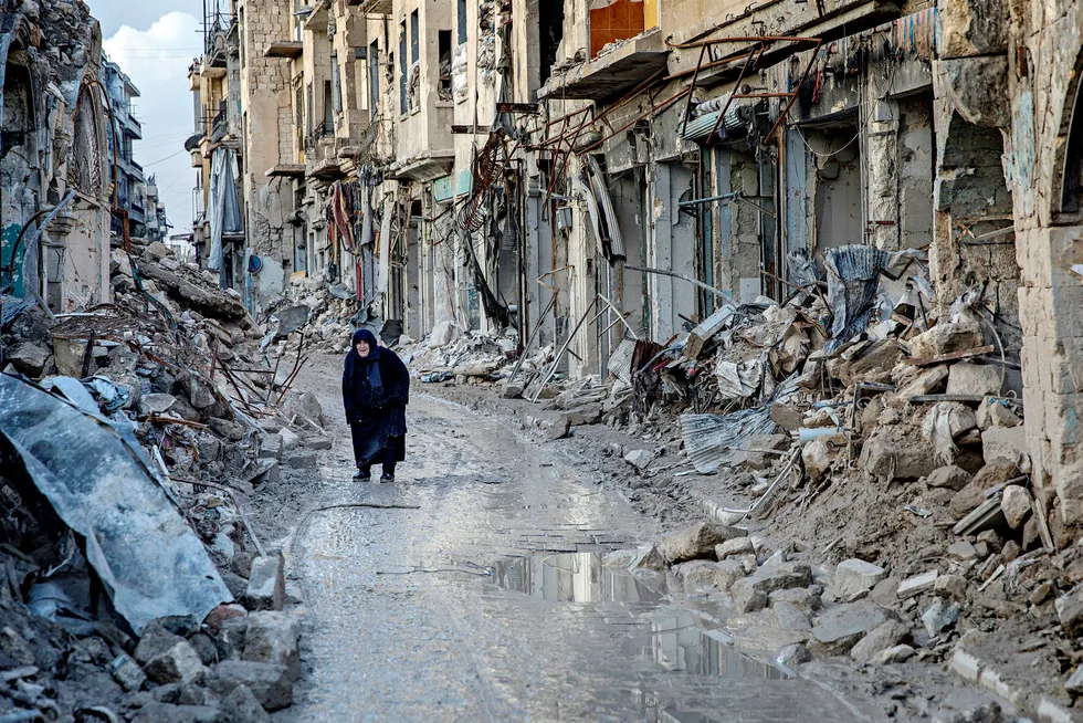 Krigen i Syria er inne i sitt syvende år. Bildet viser ruinene i Aleppo. Foto: Aleksander Nordahl