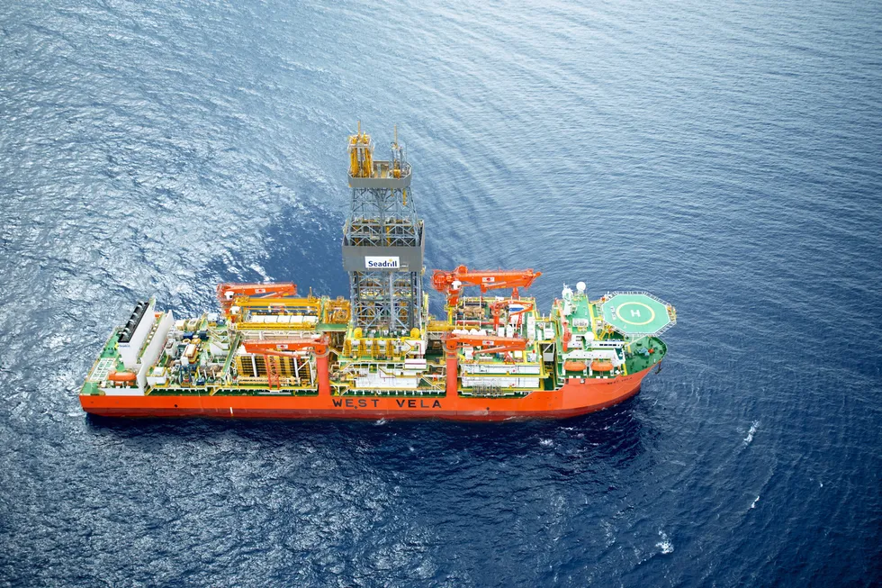 Working for Woodside: drillship Vela, one of two under contract.