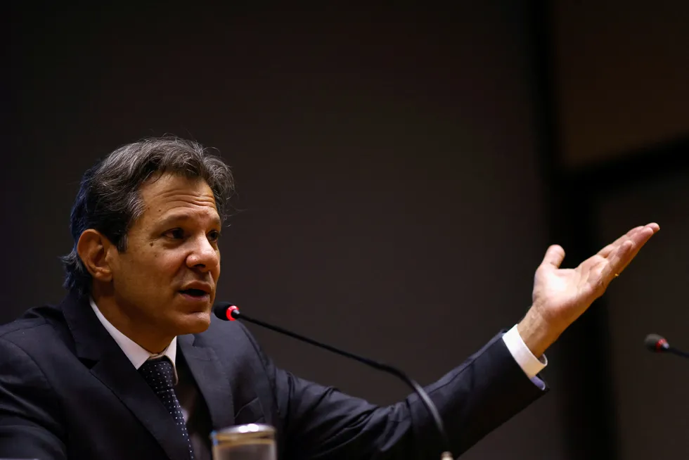New tax: Brazil's Finance Minister Fernando Haddad speaks during a news conference in Brasilia to announce the creation of a new tax on oil exports