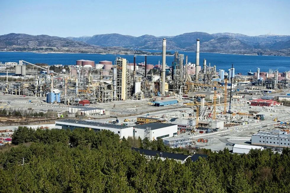 Evacuated: Mongstad oil refinery in western Norway