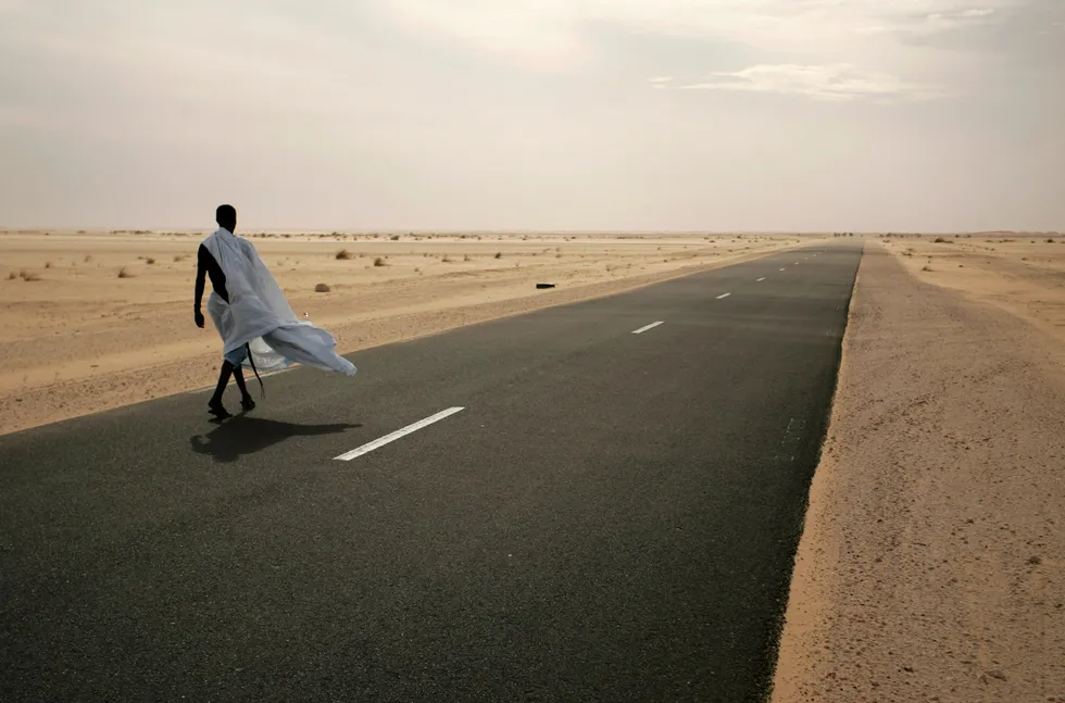 Wind blown: The road in Mauritania linking the port of Nouadhibou — from which green hydrogen could be exported — and the capital city Nouakchott.