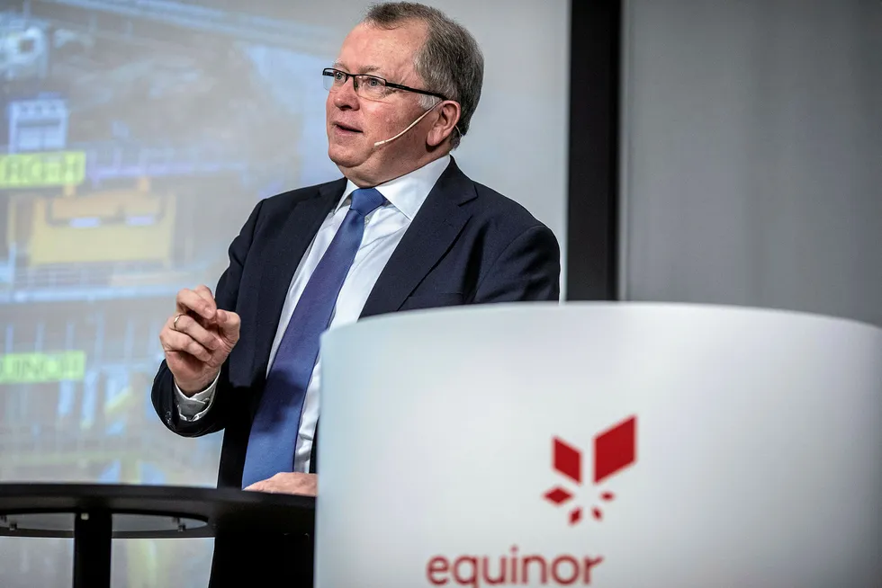 Maintaining improvements: Equinor chief executive Eldar Saetre at the company's third-quarter results presentation