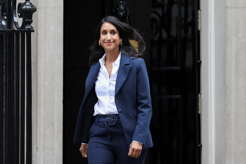 Incoming: New UK Secretary of State for Energy Security Claire Coutinho outside 10 Downing Street on 31 August, 2023.