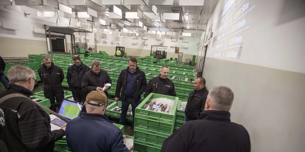 Det går så det suser hos Hirtshals Fiskeauktion. Foto: Lars S. Riisberg