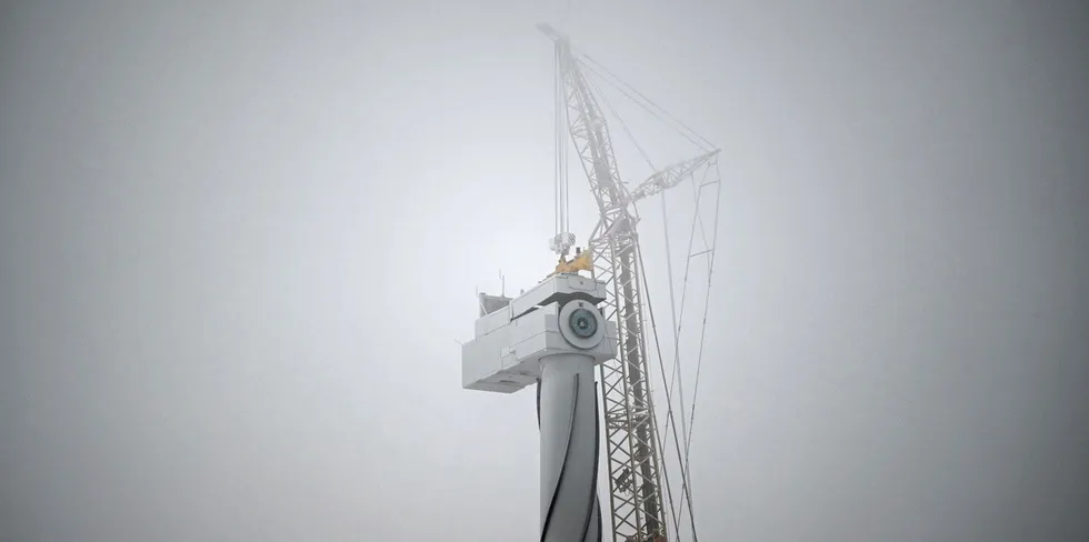 Installation in December at the Bjorkvattnet wind farm.