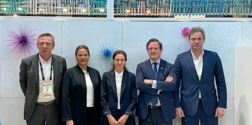 "Together, we can effectively communicate the value of our products, advocate for supportive policies and drive positive change." From left to right: Guus Pastoor, president of AIPCE, Lara Barazi, president of FEAP, Yobana Bermudez, president of CEP, Javier Garat, president of Europeche, Esben Sverdrup Jensen president of EAPO.