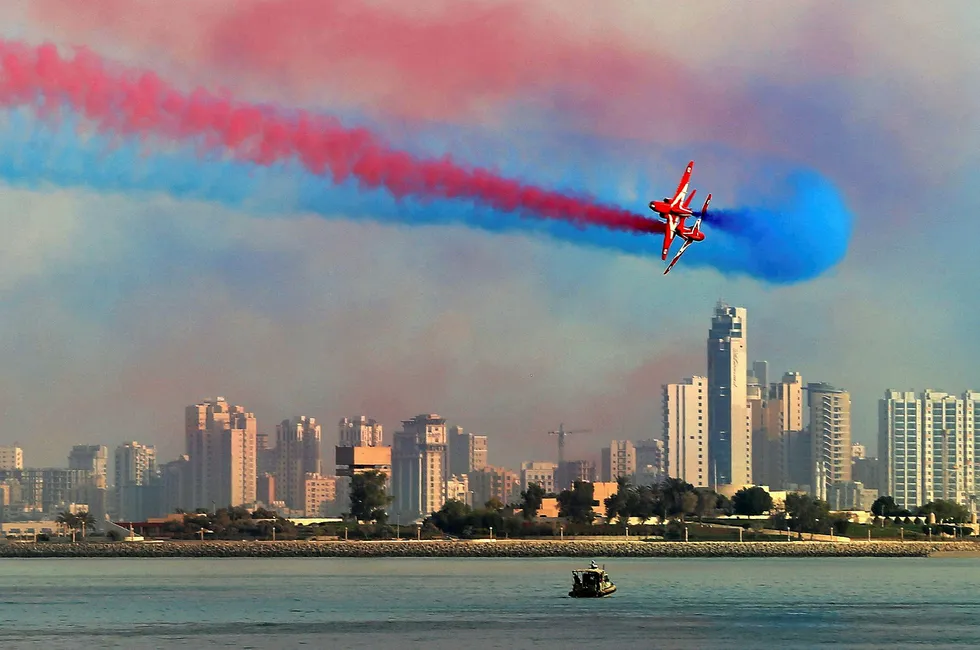 Flying high: an aerial manoeuvres display during a recent airshow in Kuwait City