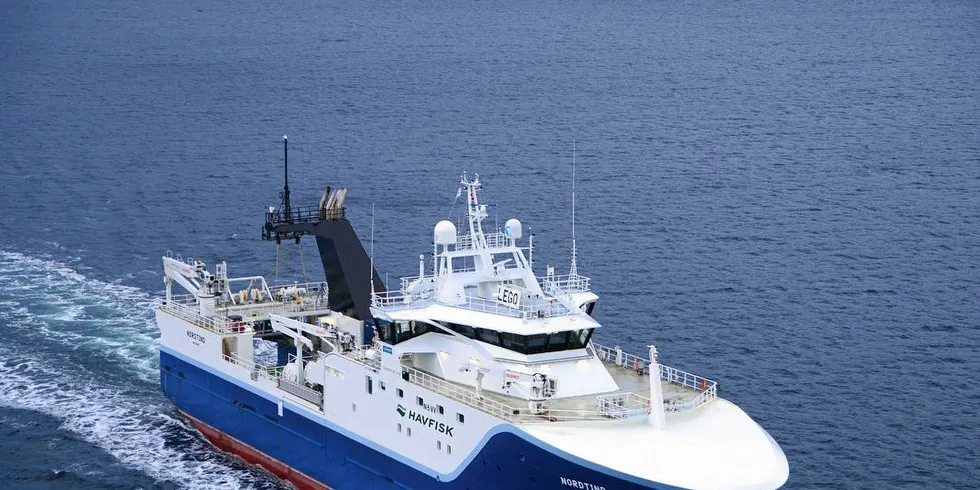 NY: «Nordtind» bygd ved Vard Søviknes for Havfisk, er klar for drift fra Vestvågøy.Foto: Harald M. Valderhaug