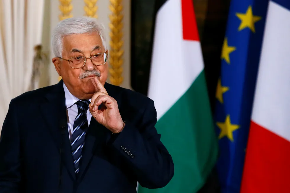 Palestinas president Mahmoud Abbas åpner møtet i PLOs sentralråd PCC som starter søndag og varer i to dager. Foto: AP / NTB scanpix