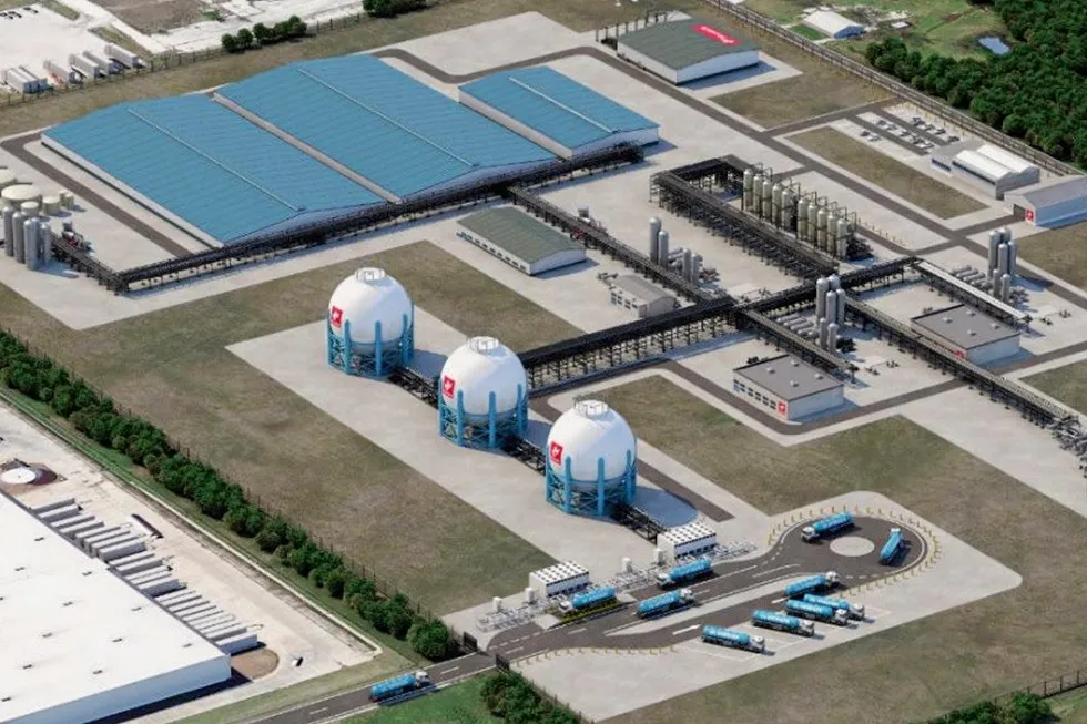 Artist's impression: Woodside Energy's proposed H2OK hydrogen project in Oklahoma, in the US.