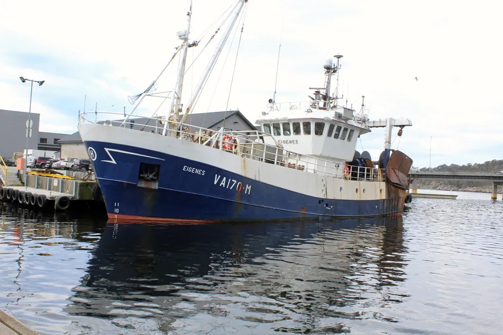 Rekebåtene i sør, her representert med «Eigenes» av Mandal, landet 359 tonn reker i april i distriktet til Fiskehav.